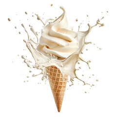 Poster - Delicious ice cream cone splashing, cut out