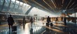 © spyrakot - Modern Train Station at Dawn with Travelers and Stylish Luggage Under Soft Morning Light