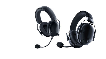 Wall Mural - Closeup of premium gaming headsets, isolated on white copy-space background.