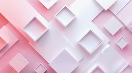 Wall Mural - White and Pink Geometric Cubes in Abstract Design
