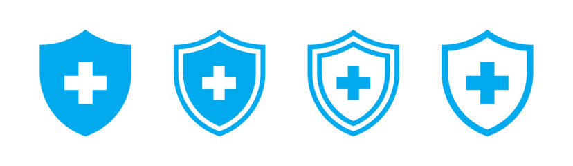 Wall Mural - shield with cross icon set