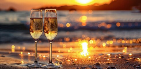 Champagne Toast at Sunset Beach