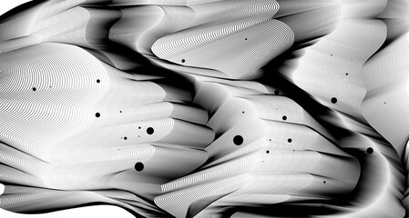 Canvas Print - Abstract dynamic fluid line motion graphic on a white and black background for the concept of AI technology