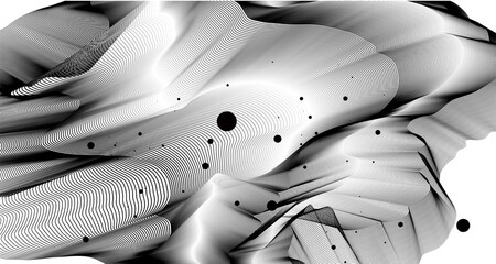 Wall Mural - Abstract dynamic fluid line motion graphic on a white and black background for the concept of AI technology