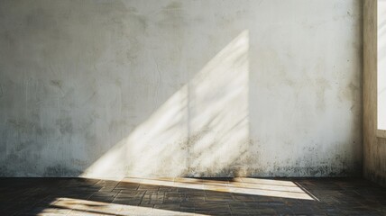 Wall Mural - Sunlight shining through window creating triangular pattern on room's wall and floor