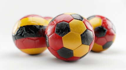 Group of soccer balls sitting together, can be used as a sports-themed decoration or in a graphic design project