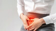 © Char_mon - A women experiencing lower abdominal pain, clutching his stomach.
