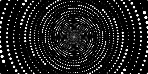 Poster - Abstract background with concentric circles in black and white colors. Radiating lines. Vector Illustration.	