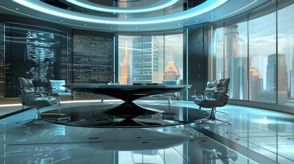 Futuristic business scene with ultra modern ambiance