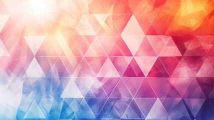 Wall Mural - Colorful abstract geometric background with triangular shapes and gradient of warm cool colors