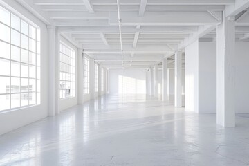 Canvas Print - Commercial Interior Painting. Blank White Room in Unfinished Building Renovation