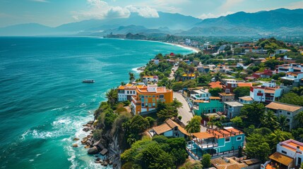 Wall Mural - Aerial view of the coast of Mexico