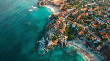 Wall Mural - Aerial view of the coast of Mexico