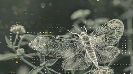 Wall Mural -   A flower with a bug on its backside and a blurry background