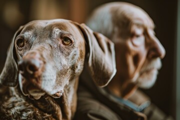 Sticker - A dog and its owner share a moment of quiet companionship. AI.