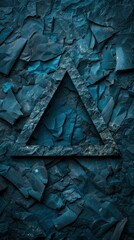 Poster - A triangle shape outlined in stone against a backdrop of textured stone. AI.