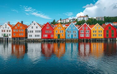 Sticker - Colorful Houses on the Water in Norway