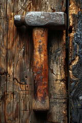 Wall Mural - hammer nails on wooden boards