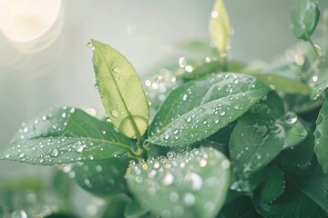 Canvas Print - Dew drops on a leaf. Macro shot of water drop on leafe. Abstract background. Leafe on dark background