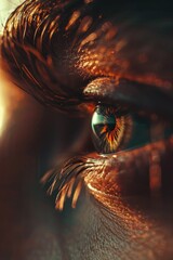 Wall Mural - A close-up of a person's eye with detailed features and expression