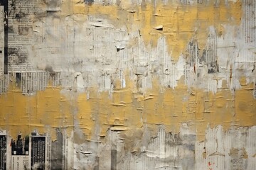 Wall Mural - Weathered Material Masterpiece Golden Palette Newspaper Painting