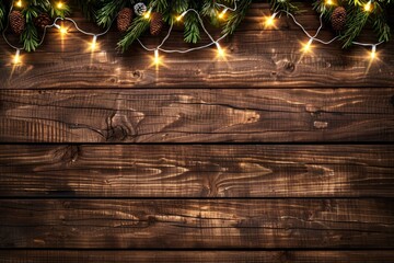 Wall Mural - Christmas wooden table holiday background