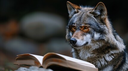 Sticker - Wolf Reading Book