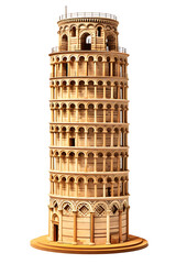 Wall Mural - Leaning tower of Pisa in Tuscany, Italy landmark isolated on transparent background, png file