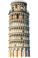 Wall Mural - Leaning tower of Pisa in Tuscany, Italy landmark isolated on transparent background, png file