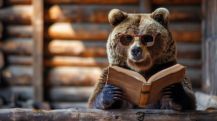 Poster - Bear Reading a Book