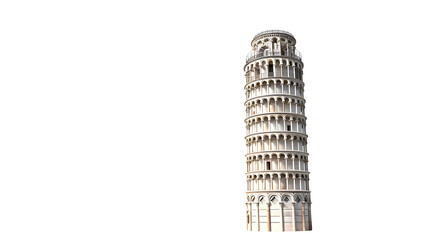 leaning tower of pisa in tuscany, italy landmark isolated on transparent background, png file