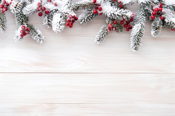 Wall Mural - Christmas wooden table holiday background