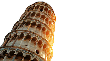 Wall Mural - Leaning tower of Pisa in Tuscany, Italy landmark isolated on transparent background, png file