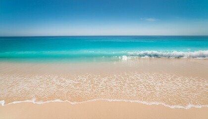 Wall Mural - sandy beach and turquoise ocean water summer vacation and holiday copyspace travel agency advertising background