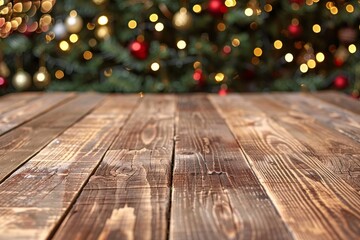 Wall Mural - christmas wooden table holiday background