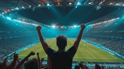 A soccer player celebrating with fans in the stands