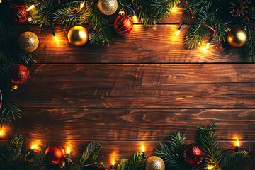 Wall Mural - christmas wooden table holiday background