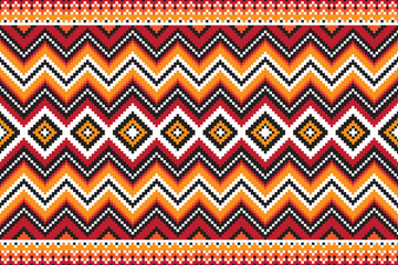 Wall Mural - Fabric pixel abstract geometric pattern design for clothing, fabric, background, wallpaper, wrapping, batik. Knitwear, Embroidery style. Aztec geometric art ornament