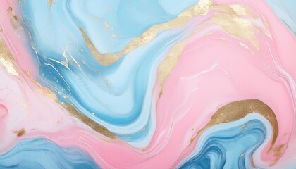 Wall Mural - abstract pink and light blue marble liquid texture with gold splashes luxury background