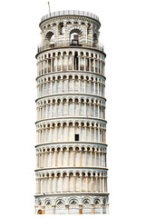 leaning tower of pisa in tuscany, italy landmark isolated on transparent background, png file