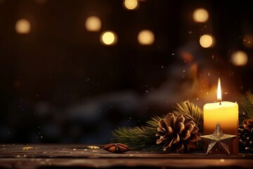 Wall Mural - christmas wooden table holiday background
