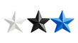© ideaCuz Studio - Collection Of Mixed Advertising Stars Black White And Blue For Promotional Campaigns isolated on transparent background. Generative ai