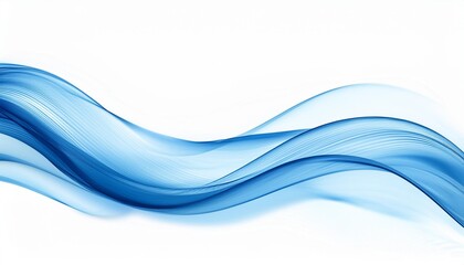 Wall Mural - abstract blue waves flowing on white background