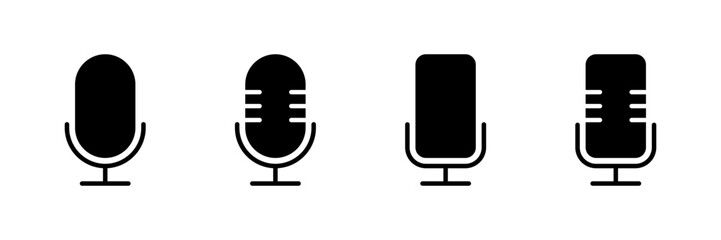 Wall Mural - Microphone Icon vector isolated on white background. Mic sign. Karaoke microphone icon. Broadcast mic sign