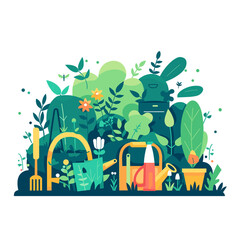 Wall Mural - An Illustration Of Gardening In A Flat Design, Cartoon Illustration