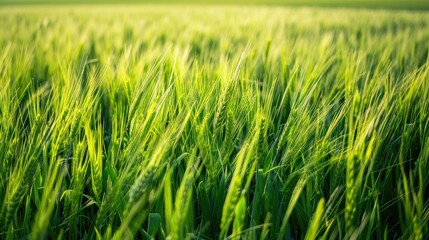 Wall Mural - Close-Up of a Green Wheat Field