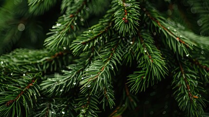 Sticker - Close-Up of Dewy Evergreen Branches