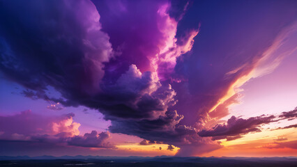 Wall Mural - deep purple magenta violet navy blue sky dramatic evening sky with clouds colorful sunset background