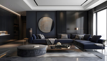 Living room interior design in minimalist style