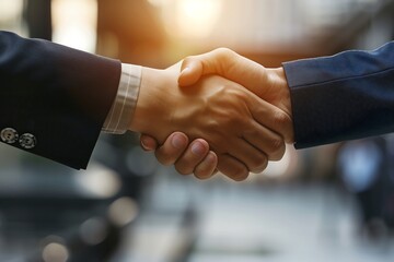 Two business men shaking hands close up